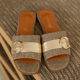 Rozan | Slipper Taupe/Gold