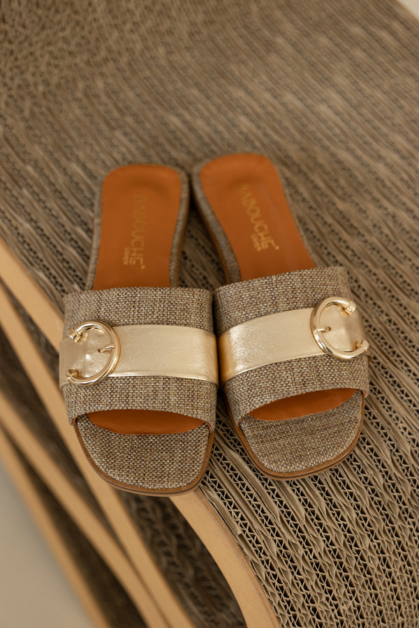 Rozan | Slipper Taupe/Gold