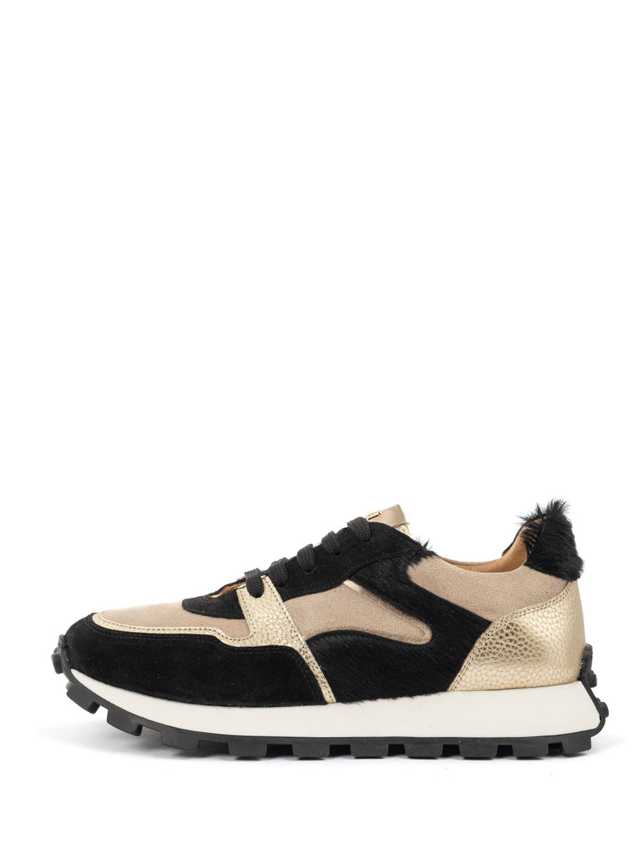 Livia | Sneaker Schwarz/Gold/Beige