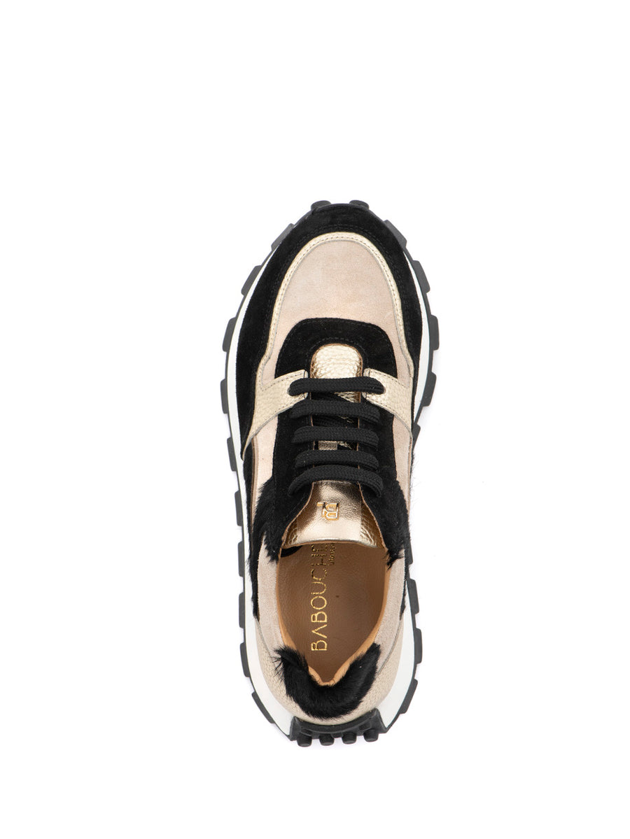 Livia | Sneaker Schwarz/Gold/Beige