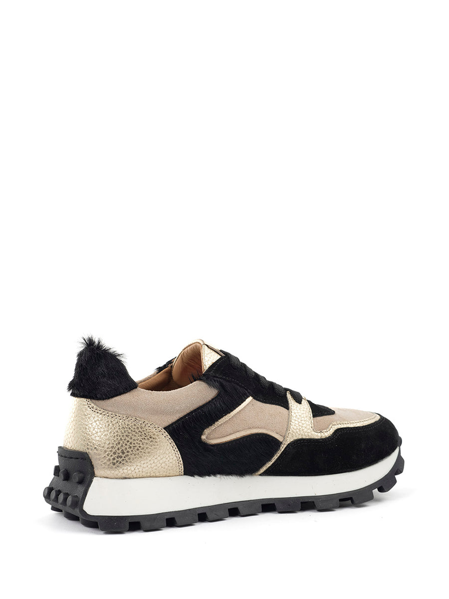 Livia | Sneaker Schwarz/Gold/Beige