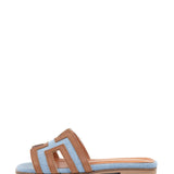 Elly | Slipper Cognac/Light Blue