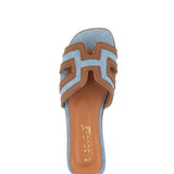 Elly | Slipper Cognac/Light Blue