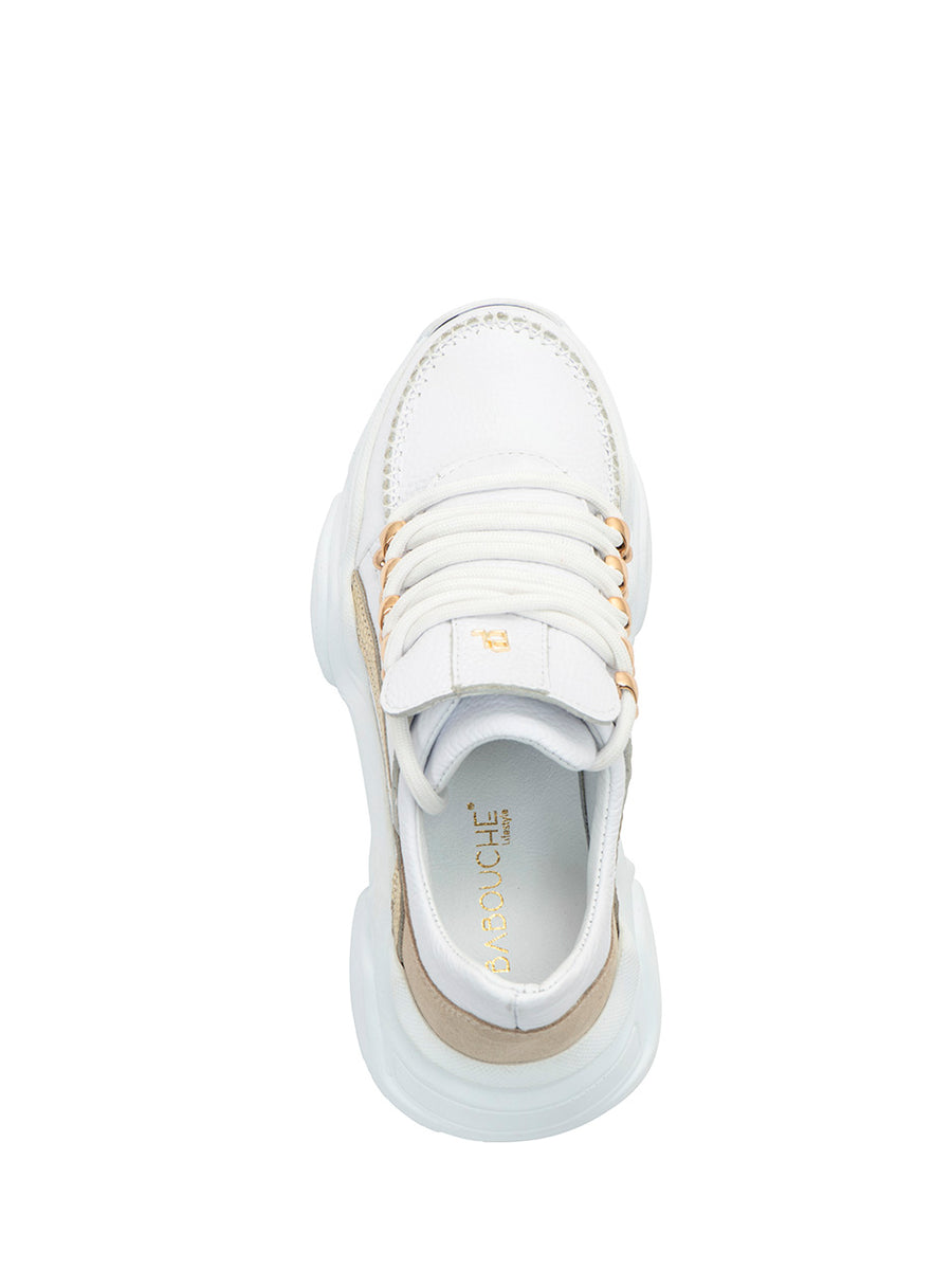 Lou | Sneaker White/Gold/Beige