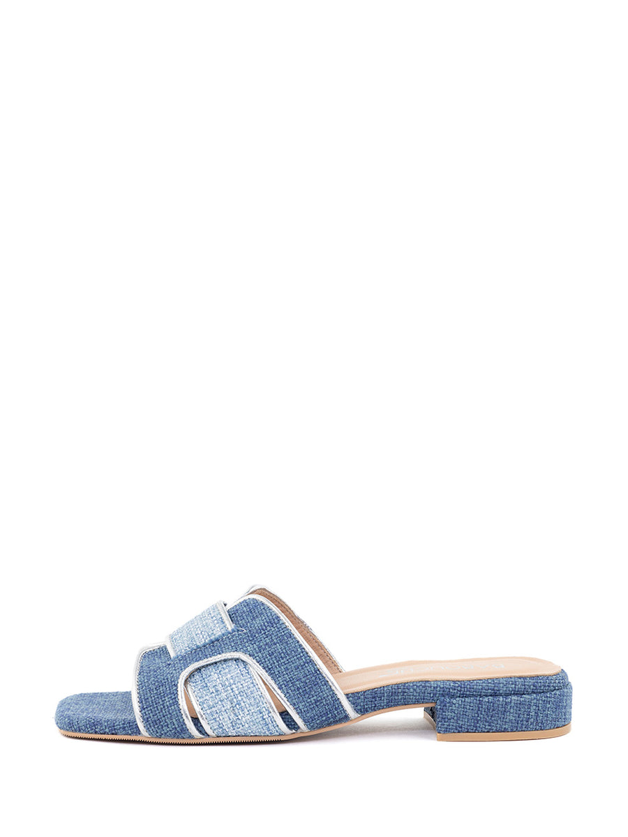 Sera | Slipper Silber/Dunkelblau/Hellblau