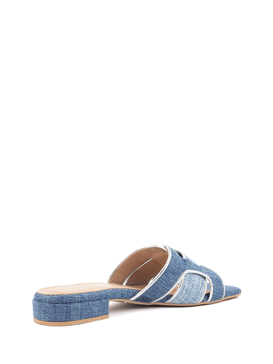 Sera | Slipper Silber/Dunkelblau/Hellblau