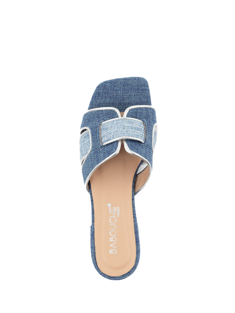 Sera | Slipper Silber/Dunkelblau/Hellblau