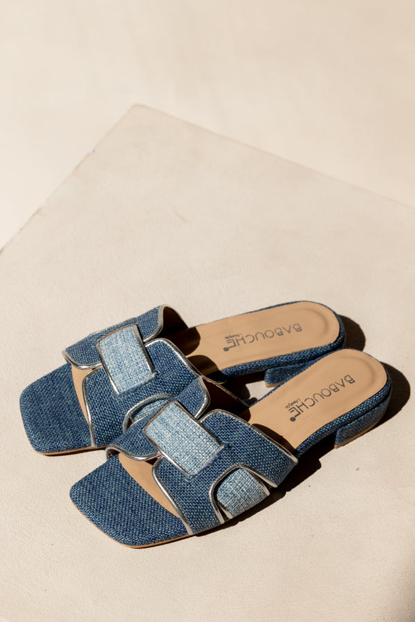 Sera | Slipper Silber/Dunkelblau/Hellblau
